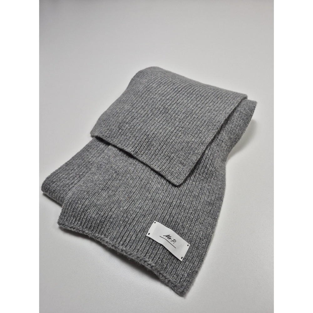 Mr P. Scarf Mens One Size Gray 100% Wool Rib Knit Neck Warmer Made In UK